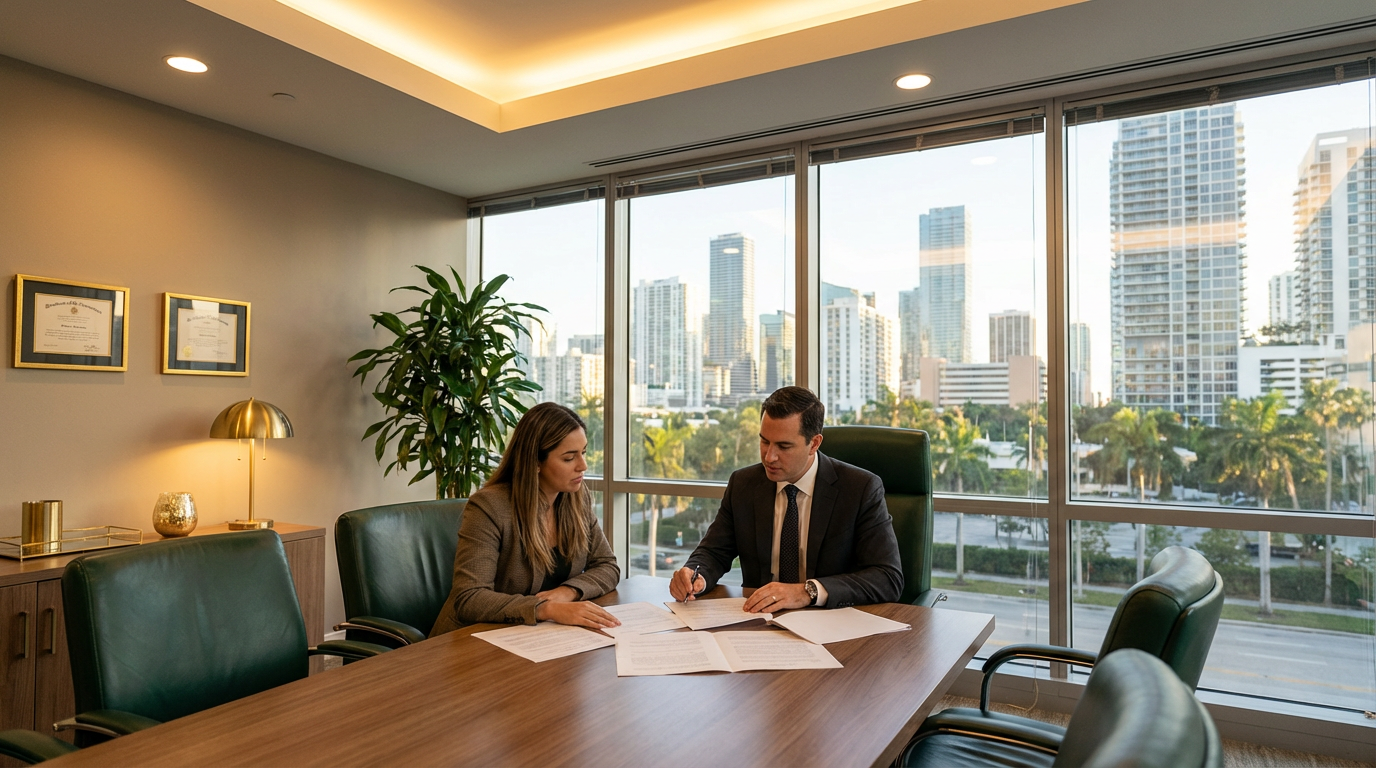 Attorney Tony Mirvis consulting with client